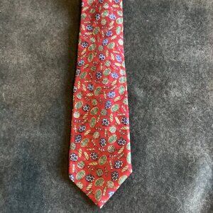 Vintage Robert Talbott Silk Tie Mens Red Oval Pin USA